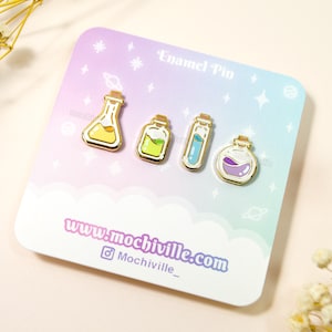 Mini Potion Enamel Pins | Filler Pins | Small Enamel Pins | Orange Green Blue Purple Potion