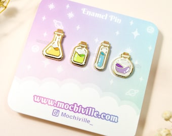 Mini Potion Enamel Pins | Filler Pins | Small Enamel Pins | Orange Green Blue Purple Potion