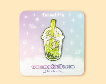 Leo Horoscope Bubble Tea Enamel Pin | Soft Enamel with Epoxy | Green Themed | Star Signs | Boba Tea