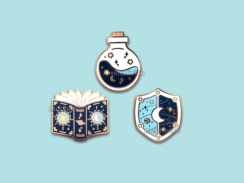 Cosmic Enamel Pin Bundle Collection Hard Enamel Pins RPG-Inspired Space Pins image 1