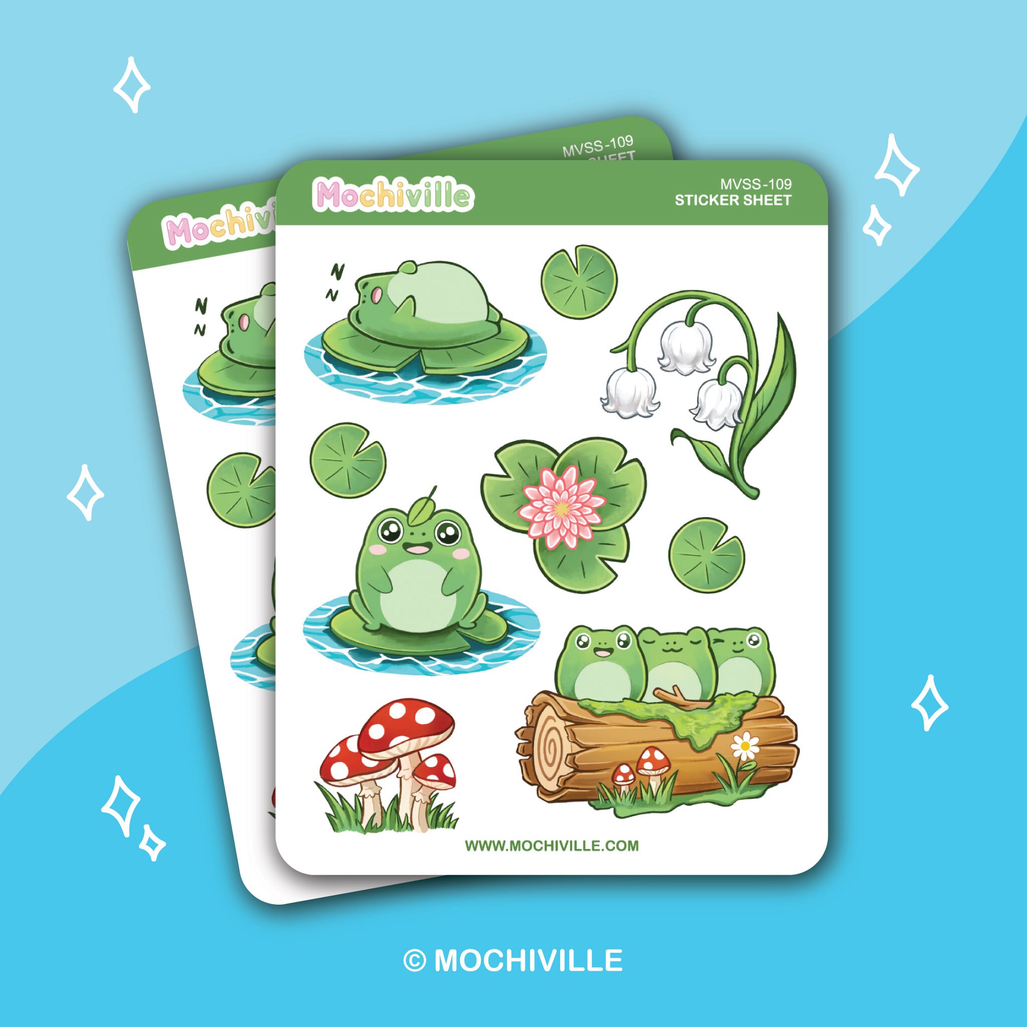 Froggies & Lilies Vinyl Sticker Sheet | Planner Bullet Journal Stickers ...