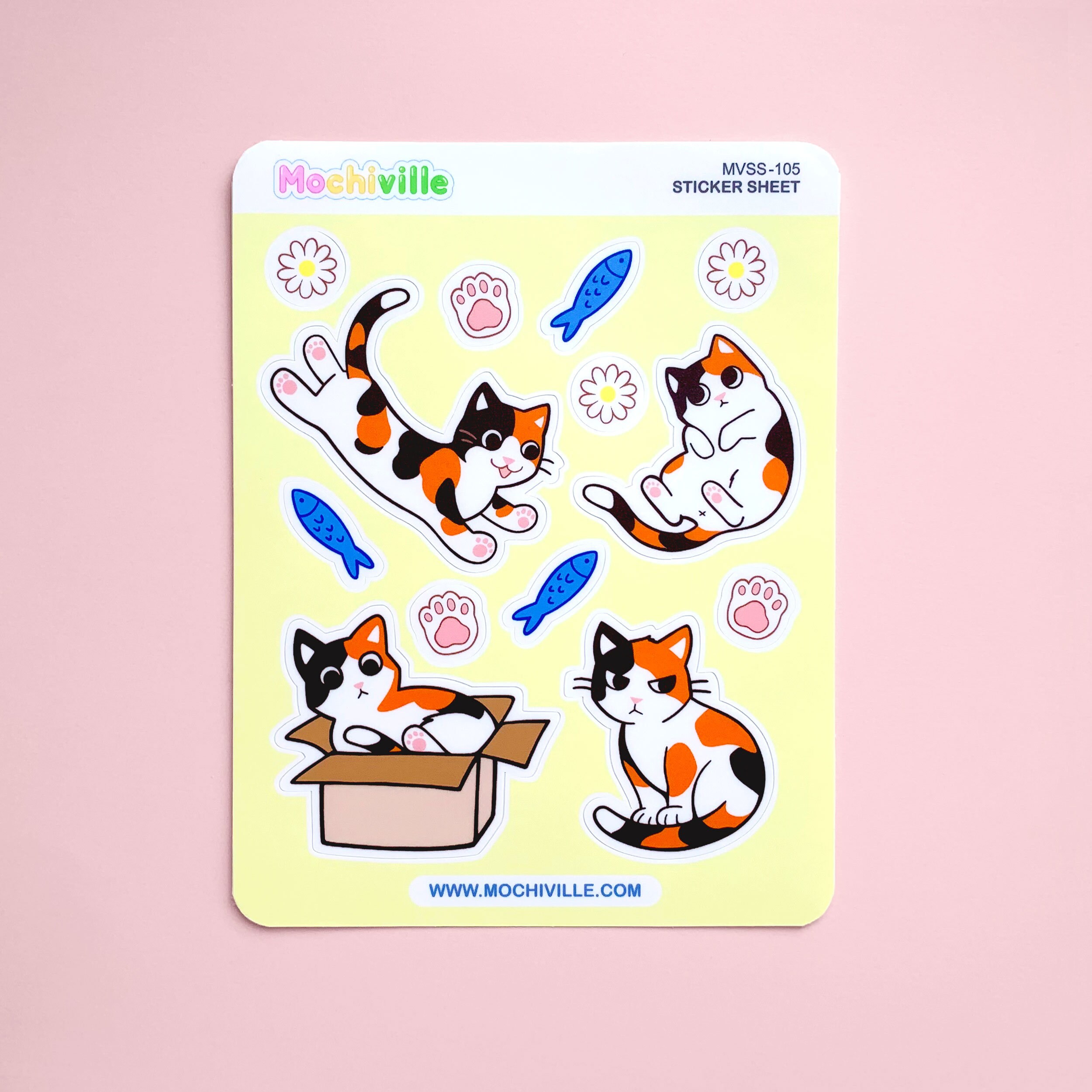 Calico Cats Vinyl Sticker Sheet | Planner Bullet Journal Stickers ...