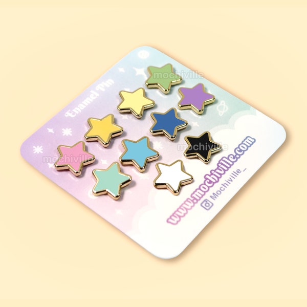 Mini Star Enamel Pin | Filler Pins | Small Enamel Pins | Yellow Orange Pink Teal Blue Purple Black White Stars