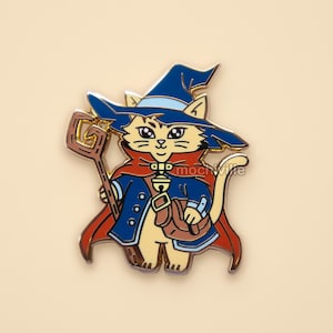 Wizard Cat Enamel Pin | Hard Enamel Pin | Lapel Pin | Fantasy Pin | Fantasy RPG-Inspired | Cute Kitty Kawaii Animal Creature Orange Cat