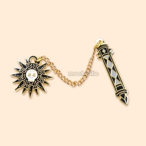 Barbarian Flail Chain Mace Enamel Pin | Hard Enamel Pin | Lapel Pin | Fantasy Pin | Fantasy RPG-Inspired