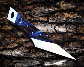 Handmade Japanese Kiridashi Knife, D2 Steel Blade Hunting Skinner Knife with Leather Sheath, President Day Gift, Best Gift For Him,