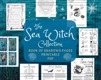 Sea Witch Grimoire Collection: Printable Book of Shadows, Oracle Cards (PDF Download)