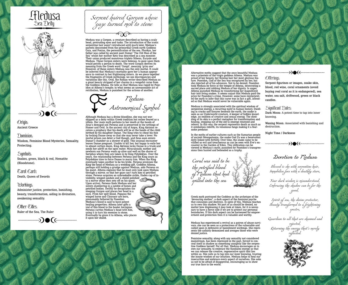 Medusa Printable Pages Medusa Book of Shadows Pages Dark - Etsy UK