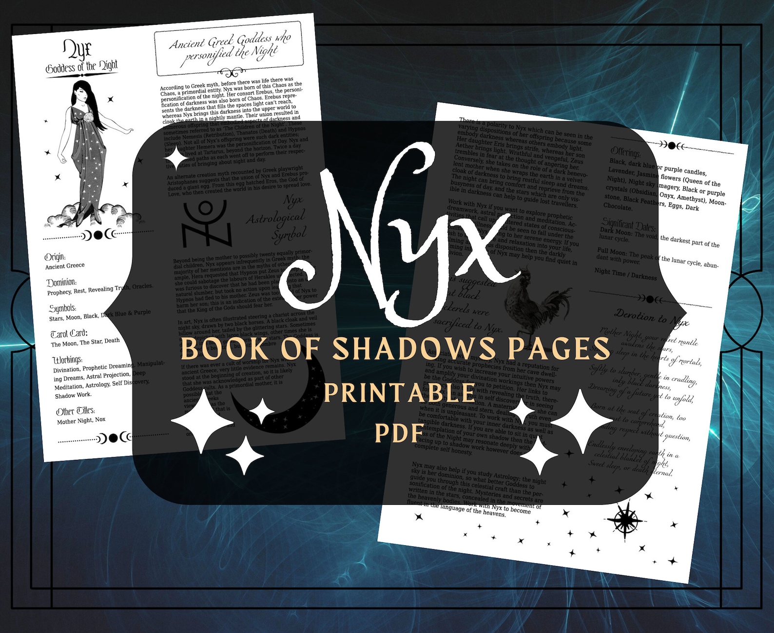 Nyx Printable Pages Nyx Book of Shadows Pages Dark Goddess Etsy UK