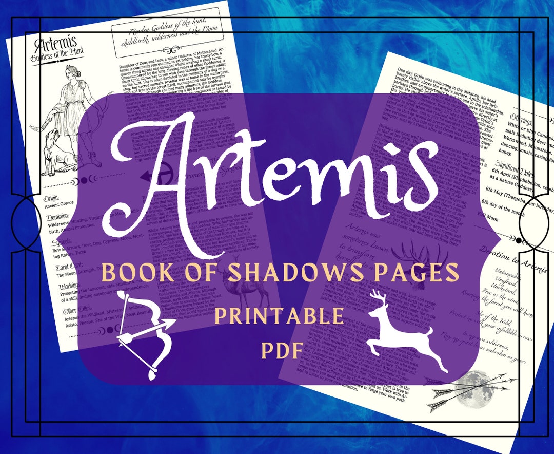 Artemis Printable Pages - Artemis Book of Shadows Pages - Goddess ...