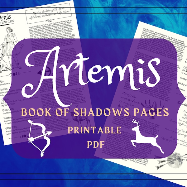 Artemis Printable Pages - Artemis Book of Shadows Pages - Goddess Profile - Artemis Witchcraft