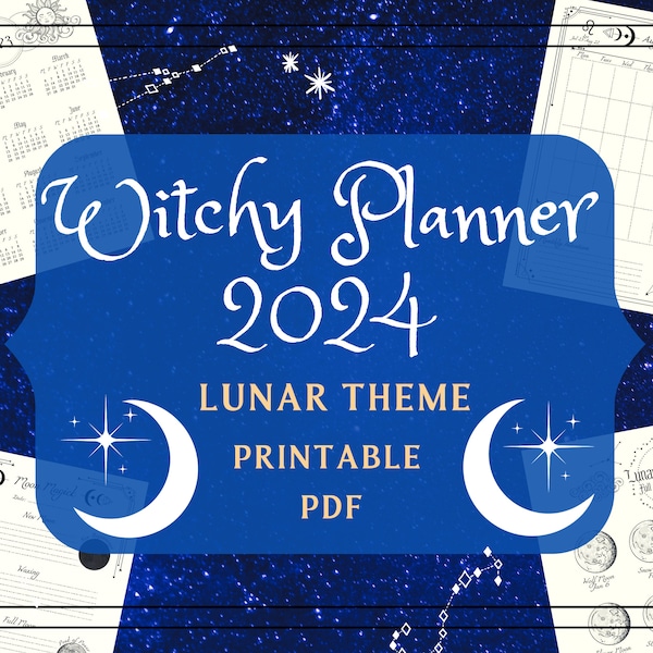 Witchy Planner Printable Pages - Moon Witch Planner Pages - 2024 A4 A5 Print Yourself Witches Planner - Journal Grimoire Ink Saver - Lunar