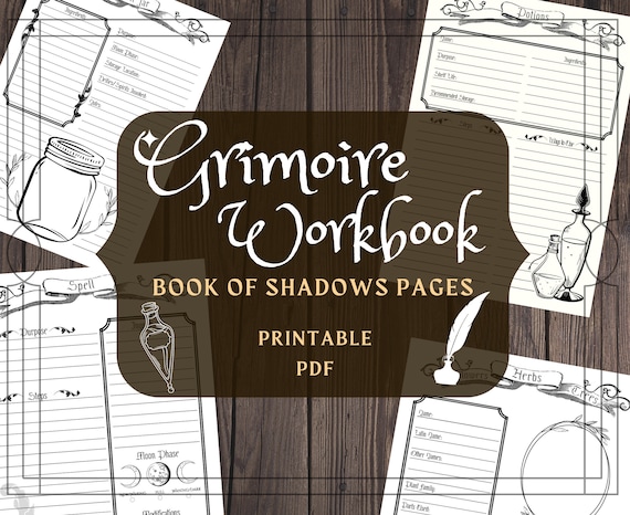 Printable Book of Shadows: Blank Grimoire Pages, Spell & Herb Templates (PDF)
