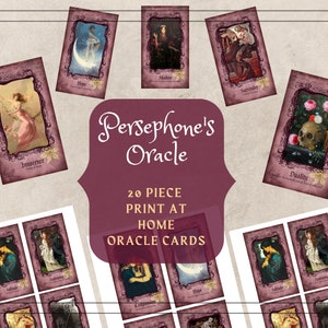 Cartões oraculares imprimíveis de Perséfone - Baralho Oracle de Trabalho de Sombra + Livro de Sombras de Perséfone Páginas PDF Baralho Oráculo da Deusa