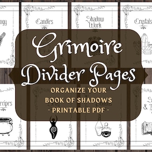 Grimoire Divider Pages - Book of Shadows  Cover Title Printable Pages - Witchy Inserts - Witchcraft BOS Pages