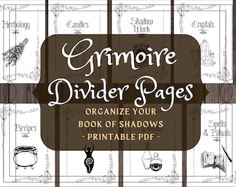 Grimoire Divider Pages: Witchcraft Book of Shadows Printable (PDF)