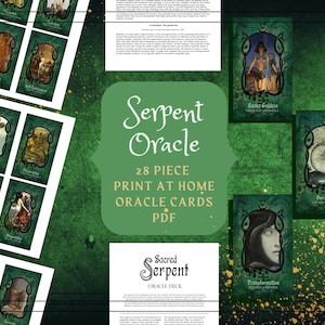 Cartas del Oráculo de la Serpiente para Imprimir - Baraja del Oráculo de la Sombra + Páginas del Libro de las Sombras de la Serpiente en PDF Baraja del Oráculo de la Serpiente
