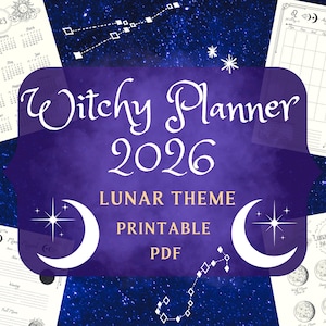 Planificador Lunar Brujo 2026 imprimible: Diario Grimorio Lunar (A4/A5) (Descarga digital)