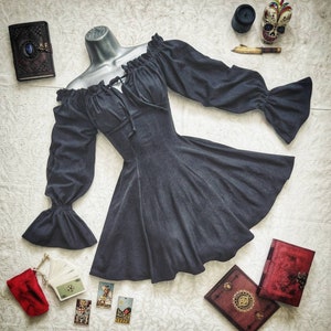 Rhiannon Dress -Black Witch Dress - Long Sleeve Dress - Pagan Dress - Gothic Dress