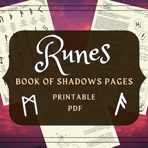 Runes Printable Pages - Runes BOS Pages Book of Shadows Pages - Runes Cheat Sheet - Witchy Printable Pages - Elder Futhark Grimoire Pages