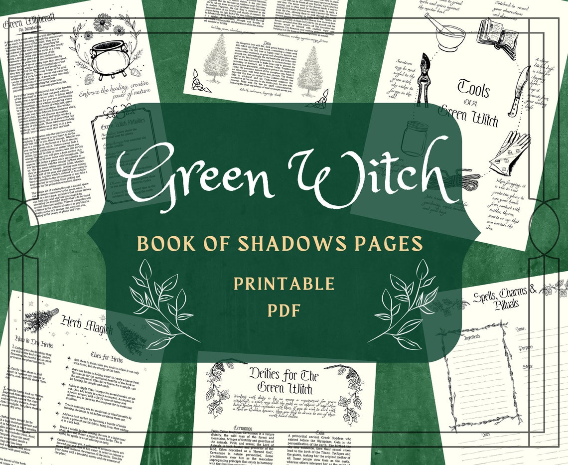 Green Witch Book of Shadows Pages Herbal Printable Book of - Etsy