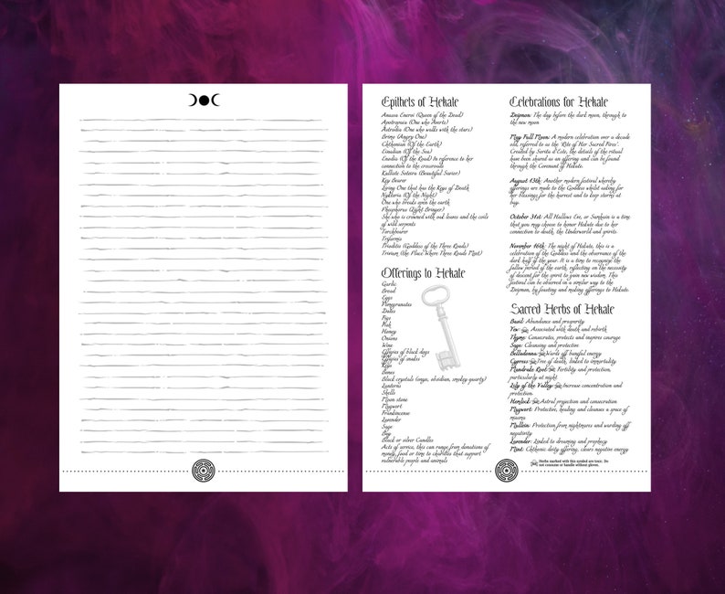 Notepaper for you to add your own pages to Hekate's grimoire.