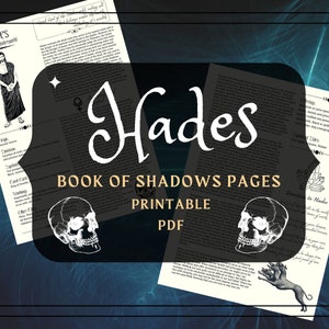 Hades afdrukbare pagina's - Hades Book of Shadows Pages - Chthonic God Profiel - Hades Hekserij - Griekse God Grimoire