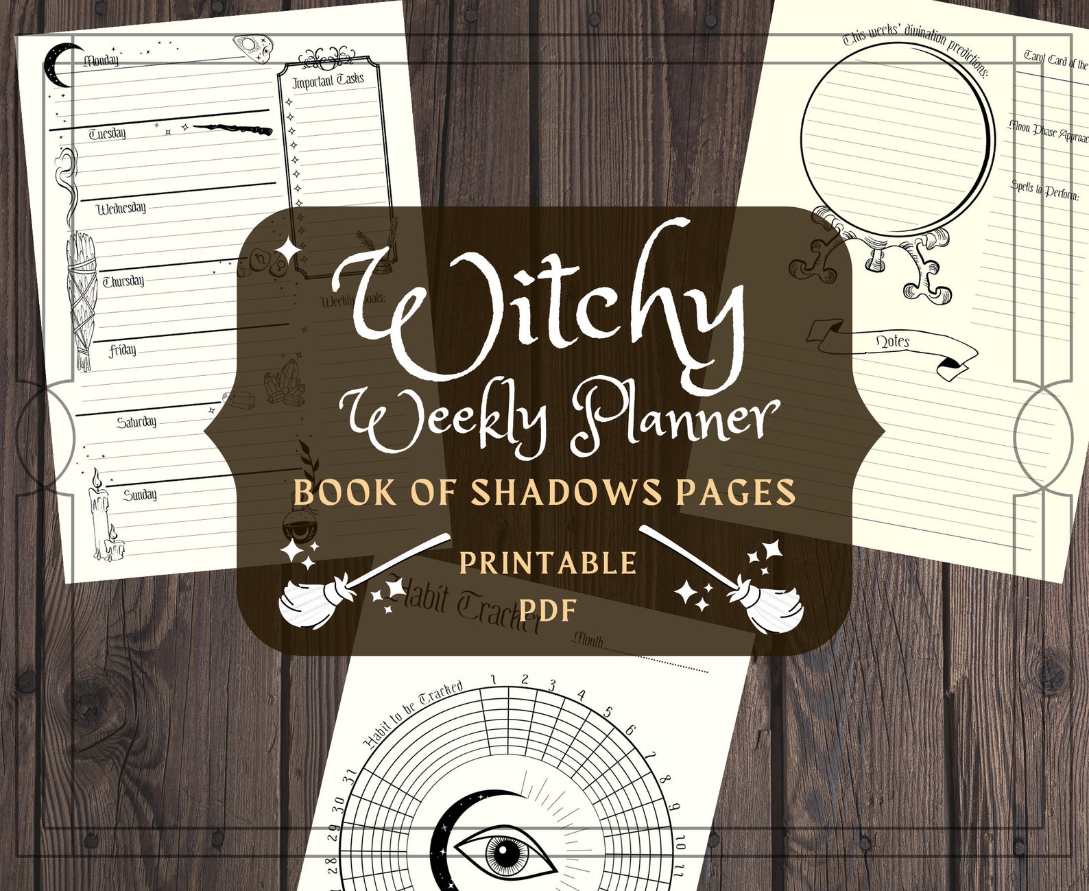 Witchy Weekly Planner Printable Pages Witch Planner Pages 2022 A5 Print
