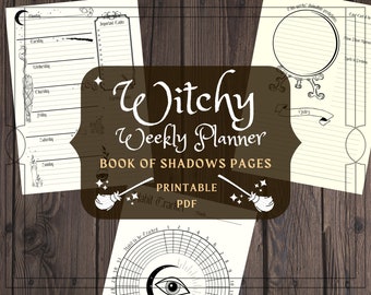 Witchy Weekly Planner Printable: Grimoire Journal Pages (A5/A4/US Letter) (Digital Download)