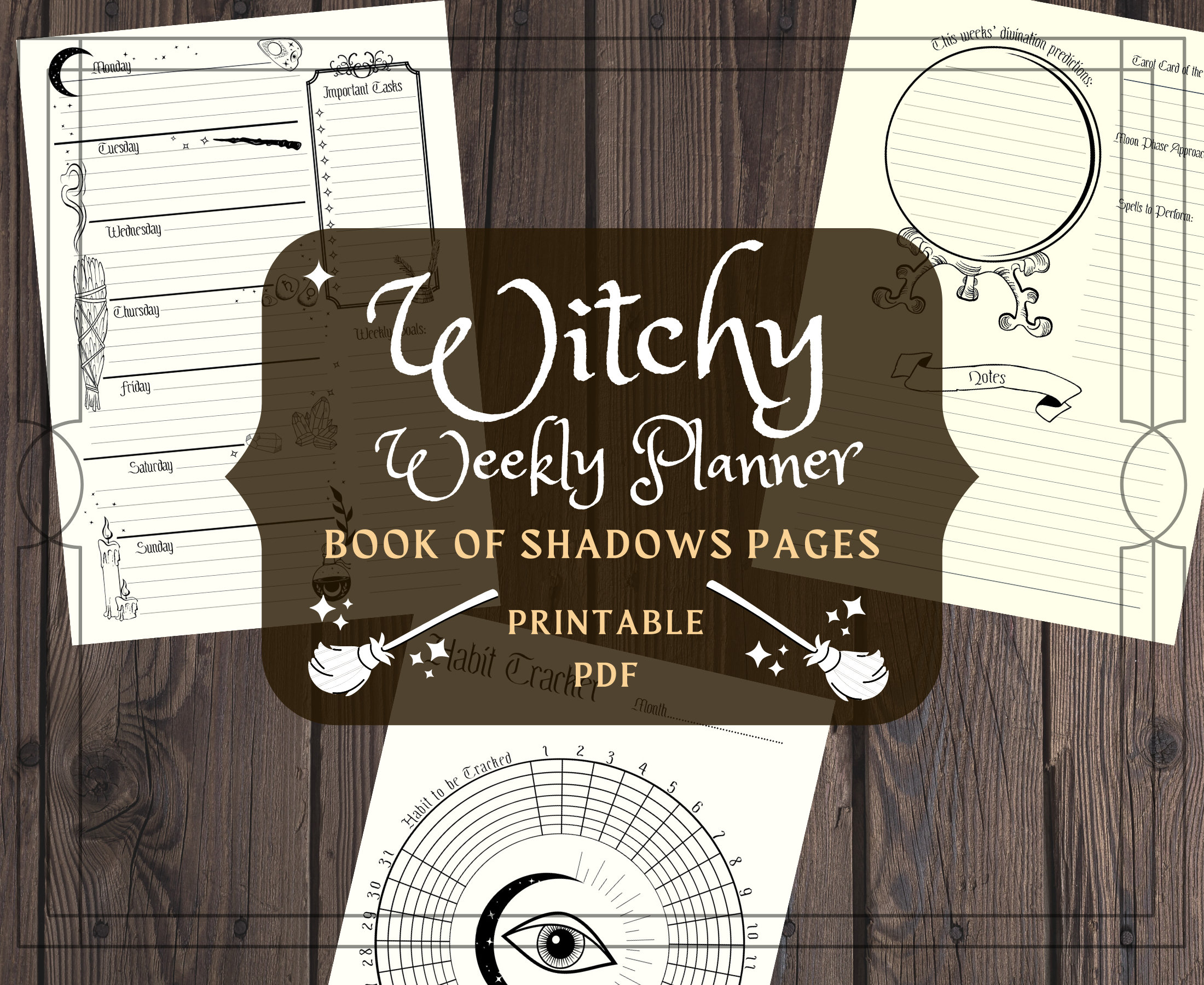 Witchy Weekly Planner Printable Pages Witch Planner Pages - Etsy