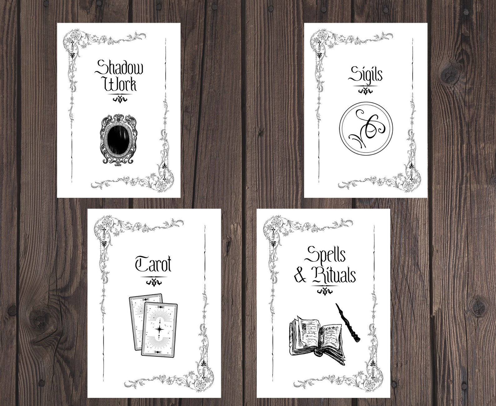 Grimoire Divider Pages Book of Shadows Cover Title Printable - Etsy