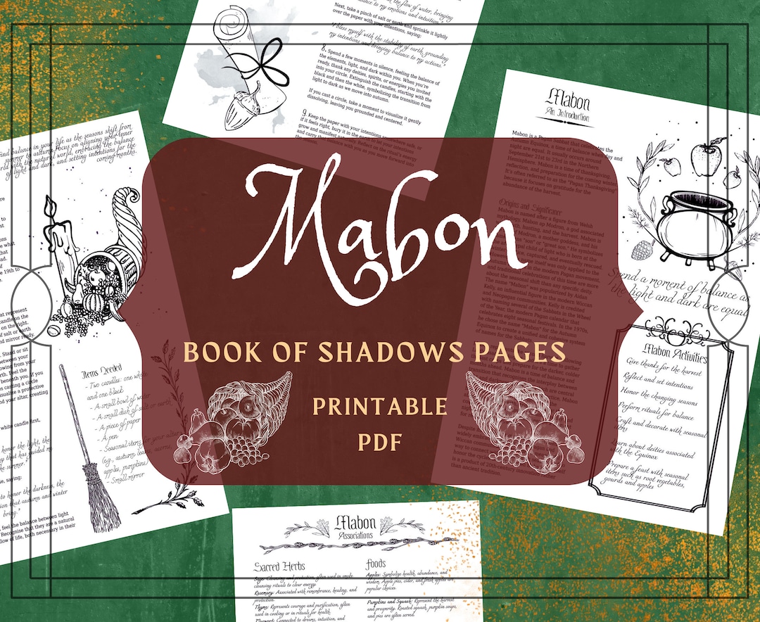 Mabon Book of Shadows Pages - Mabon Ritual Printable Pages - Sabbat BOS ...