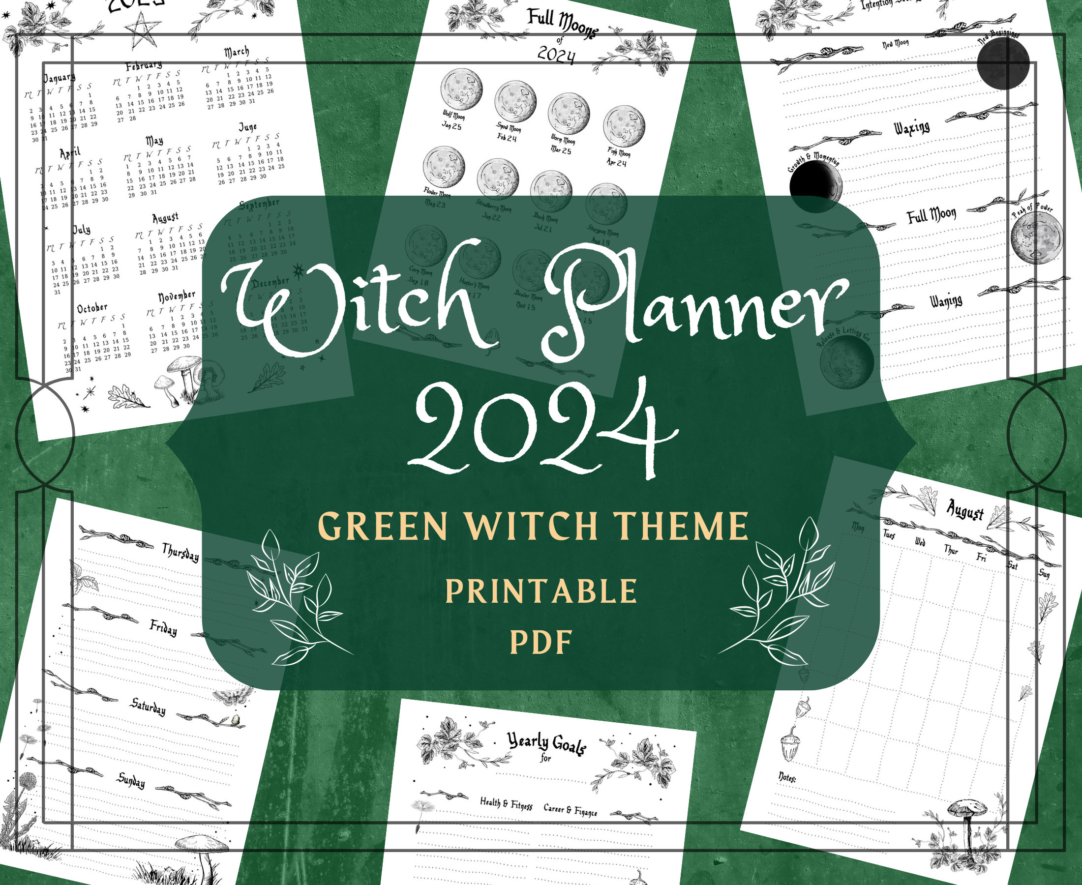 Witch Planner 2024 With Book of Shadows Pages, Digital Grimoire