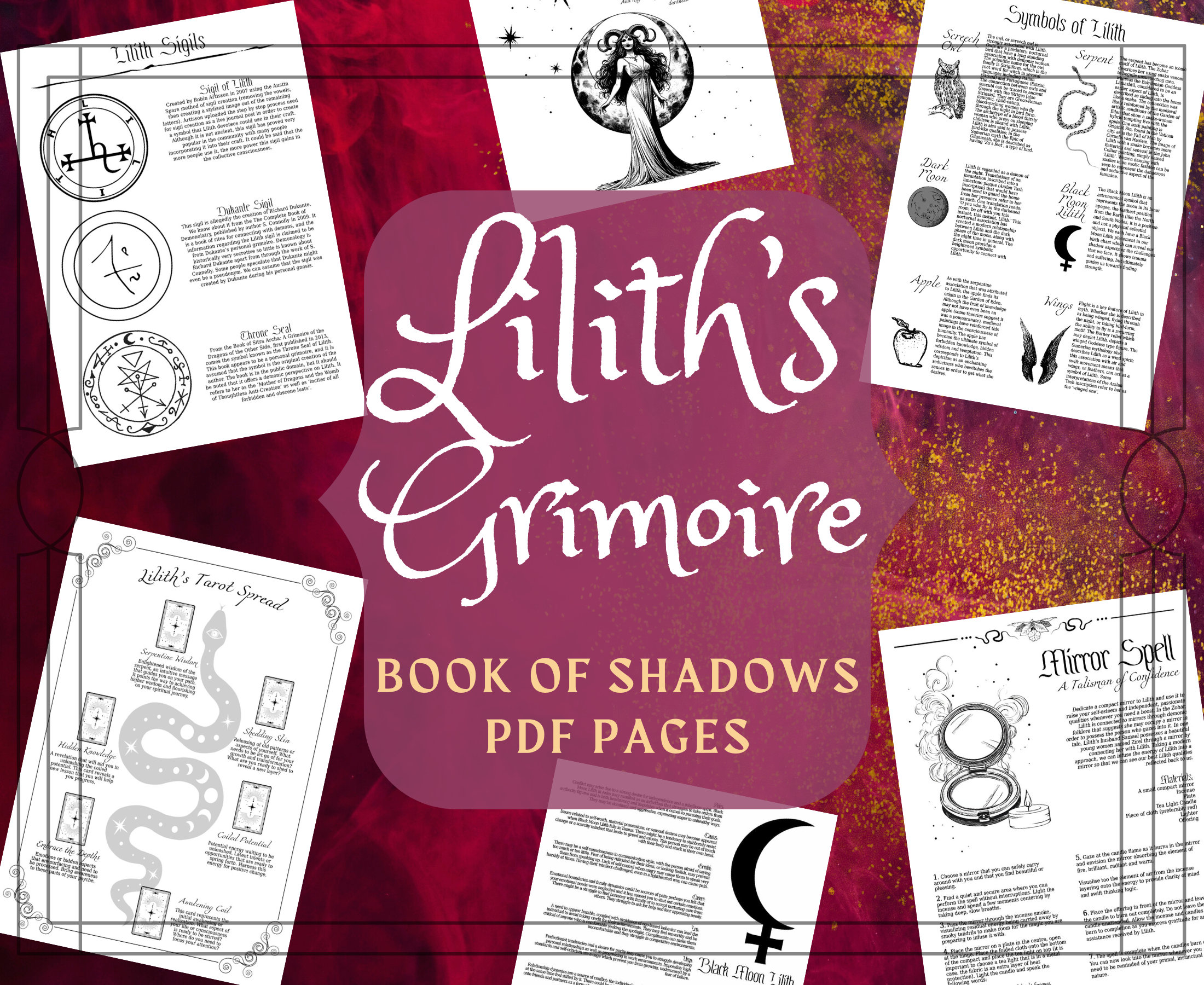Lilith Grimoire Book of Shadows Pages: Dark Goddess Spells (PDF)