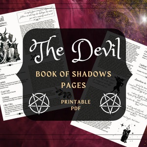 Devil Printable Pages - Satan Book of Shadows Pages - Lucifer God Profile - Satanist Witchcraft - Devil Grimoire Pages