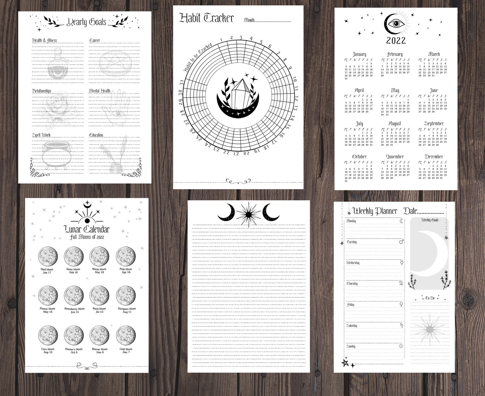 Witchy Planner Printable Pages Witch Planner Pages 2022 A5 | Etsy
