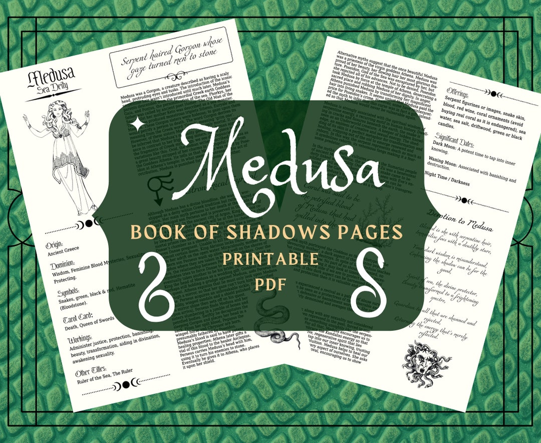 Medusa Printable Pages - Medusa Book of Shadows Pages - Dark Goddess ...