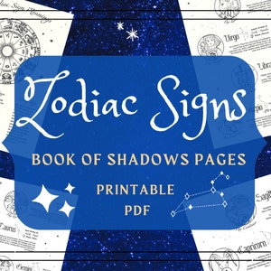 Zodiac Star Signs Printable Pages: Astrology Book of Shadows (PDF)