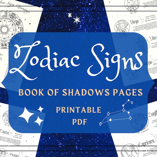 Astrology Printable Pages - Star Signs - Zodiac Signs - Book of Shadows Pages - Basics of Astrology - BOS Pages - Grimoire Pages