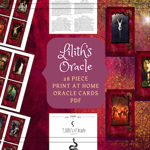 Lilith Orakel Karten - Schattenarbeit Orakel Deck + Lilith Buch der Schatten Seiten PDF Göttin Orakel Deck