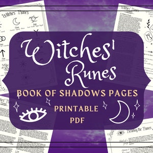 Heksen Runen afdrukbare pagina's - Runen BOS pagina's Boek van schaduwen pagina's - Runen Cheat Sheet - Witchy afdrukbare pagina's - Grimoire pagina's