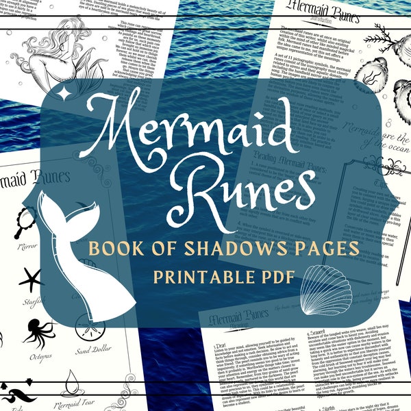 Mermaid Runes - Sea Witch Book of Shadows Pages - Printable Book of Shadows - PDF Grimoire - Mermaid Magic