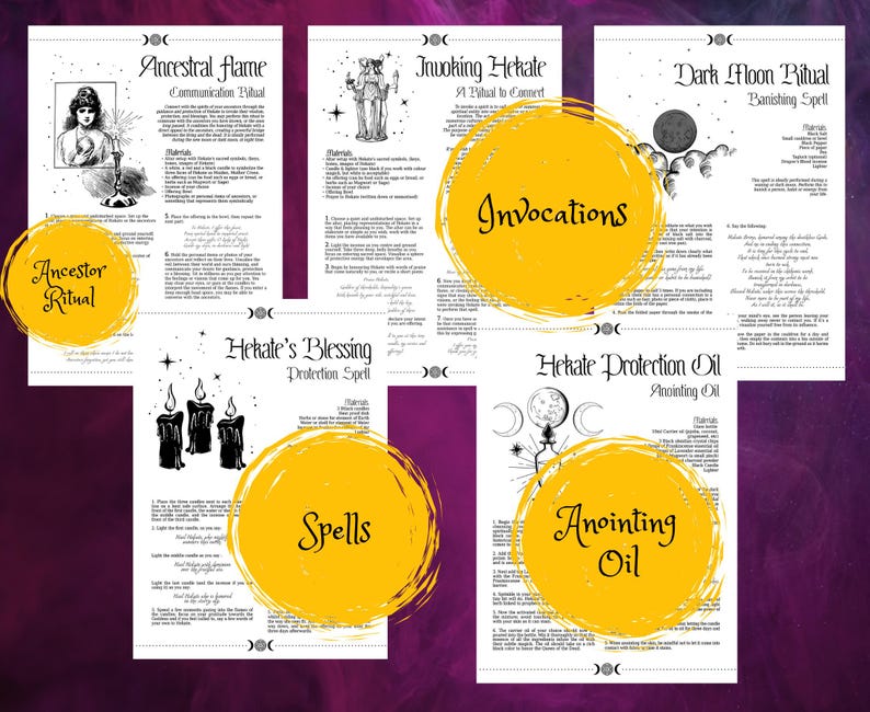 Hekate spell book. Printable pages of spells and invocations for Hekate's Grimoire