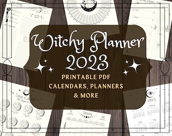 Witchy Planner Printable Pages - Witch Planner Pages - 2023 A5 Year Planner Witches Planner - Moon Magick - Journal Grimoire Ink Saver