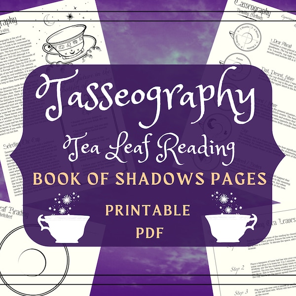 Basics of Witchcraft - Tea Leaf Printable Grimoire Pages - Digital Grimoire Tasseomancy Witchcraft PDF - Tea Leaf Reading BOS Pages