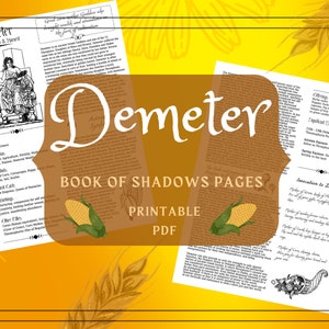 Demeter Printable Pages - Demeter Book of Shadows Pages - Greek Goddess Deity Profile - Demeter Witchcraft