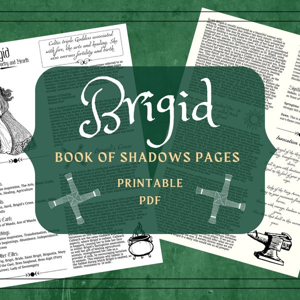 Brigid Printable Pages - Brigid Book of Shadows Pages - Celtic Goddess Profile - Brigit Witchcraft Grimoire Pages