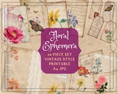 Vintage Floral Ephemera Kit: Printable Junk Journal Pages (Digital Download)