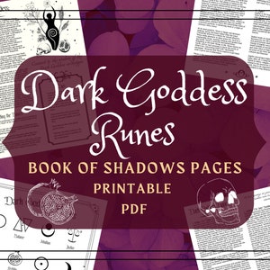 Dark Goddess Runes Printable Pages - Persephone Book of Shadows Pages - Shadow Work BOS Pages - Witches Runes - Planet Runes Grimoire Pages