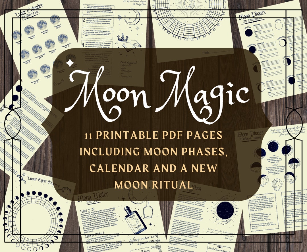 Moon Magic Book Of Shadows Printable Pages Grimoire Habit Tracker Moon Magic Book Of Shadows Printable Pages Grimoire Habit Tracker